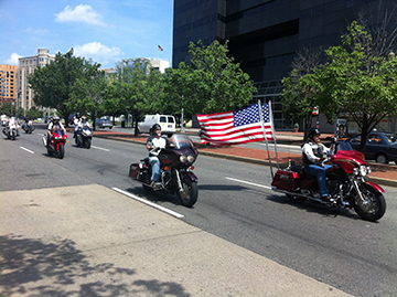 Motorcyclists riding to protect their rights.